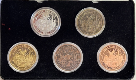 Exonumia 2012 ARIZONA CENTENNIAL 5 MEDAL SET MESA COIN CLUB W/ SILVER MEDAL #32/125 PROOF