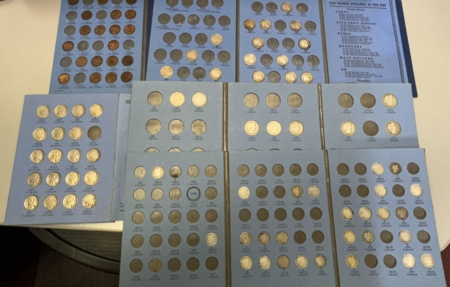 Barber Dimes WHOLESALE LOT OF 5 PARTIAL SETS IN FOLDERS, LIN 1C, BUFF 5C X2, BARBER 10C & 25C