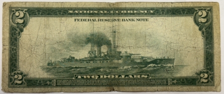 Large Federal Reserve Notes 1918 $2 FEDERAL RESERVE BANKNOTE BATTLESHIP NEW YORK FR#751 LOW GRADE BUT HONEST