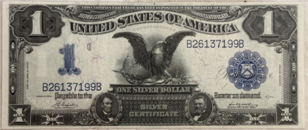 Large Silver Certificates 1899 $1 SILVER CERTIFICATE, BLACK EAGLE FR#230 PMG CHOICE AU 58 EPQ LOOKS UNC!