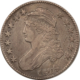 Early Halves 1827 CAPPED BUST HALF DOLLAR, SQUARE BASE 2 – HIGH GRADE EXAMPLE, OLD CLEANING!