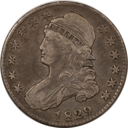 Early Halves 1829/7 CAPPED BUST HALF DOLLAR – DECENT CIRCULATED, LIGHT OLD CLEANING!