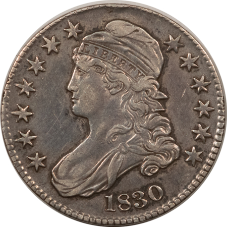 Early Halves 1830 CAPPED BUST HALF DOLLAR – HIGH GRADE EXAMPLE, BUT POLISHED!