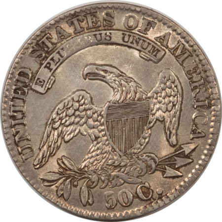 Early Halves 1833 CAPPED BUST HALF DOLLAR, HIGH GRADE EXAMPLE WITH LUSTER, LIGHT OBVERSE WIPE