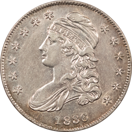 Early Halves 1836/1336 CAPPED BUST HALF DOLLAR HIGH GRADE BUT LIGHT CLEANING, POPULAR VARIETY