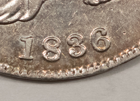 Early Halves 1836/1336 CAPPED BUST HALF DOLLAR HIGH GRADE BUT LIGHT CLEANING, POPULAR VARIETY