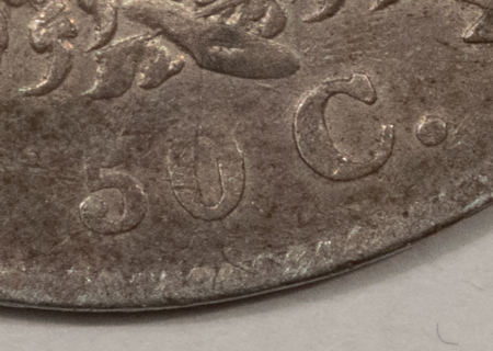 Early Halves 1836 50/00 CAPPED BUST HALF DOLLAR O-116 – HIGH GRADE CIRCULATED OLD REV SCRATCH