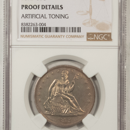 Half Dollars 1872 PROOF LIBERTY SEATED HALF DOLLAR NGC PROOF, ARTIFICAL TONING, LOOKS CHOICE+