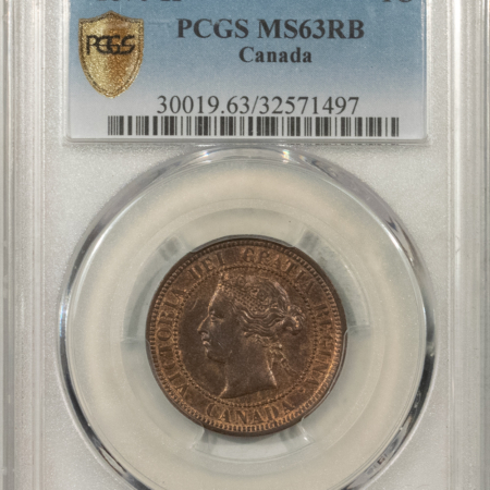 New Certified Coins CANADA 1876-H VICTORIA 1c, PCGS MS-63 RB; SPOT-FREE & REALLY CHOICE!