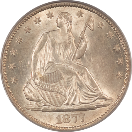 CAC Approved Coins 1877-CC SEATED LIBERTY HALF DOLLAR – PCGS MS-62 CAC, OLD GREEN HOLDER! PQ++