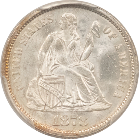 Liberty Seated Dimes 1878 SEATED LIBERTY DIME – PCGS MS-65, FRESH WHITE GEM!