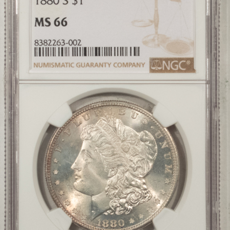 Morgan Dollars 1880-S $1 MORGAN DOLLAR – NGC MS-66, FRESH AND ATTRACTIVE, LOOKS SUPERB!