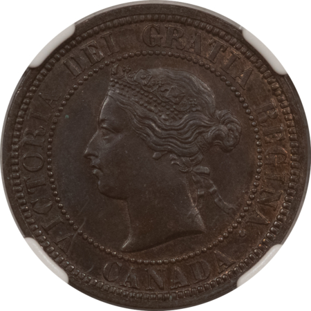 New Certified Coins CANADA 1881-H VICTORIA 1 c, NGC MS-63 BN; CHOICE CLEAN SURFACES, TRACES OF RED!