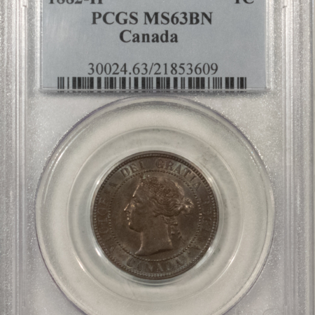 New Certified Coins CANADA 1882-H VICTORIA 1 c, PCGS MS-63 BN; CHOICE CLEAN SURFACES, PRETTY!