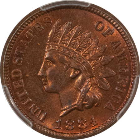 Indian 1884 INDIAN CENT – PCGS MS-63 RB, PRETTY COLOR AND PREMIUM QUALITY!