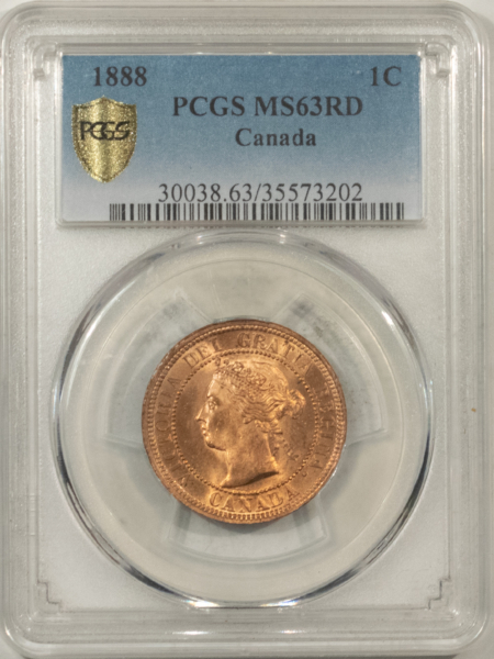 New Certified Coins CANADA 1888 VICTORIA 1c, PCGS MS-63 RD, FIERY & PQ-VERY TOUGH IN FULL RED!