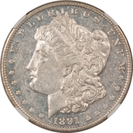 Morgan Dollars 1891 $1 MORGAN DOLLAR – NGC AU-55 PL, SCARCE IN PROOFLIKE, LOOKS DMPL!