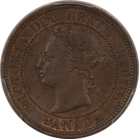 New Certified Coins CANADA 1891 LARGE DATE-LARGE LEAVES VICTORIA 1c, PCGS MS-63 BN, TRACES OF RED!