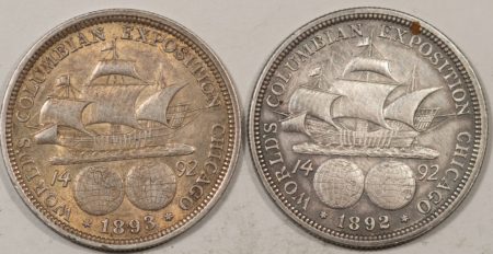 New Store Items 1892 1893 COLUMBIAN COMMEMORATIVE HALF DOLLARS LOT/2 – HIGH GRADE CIRC EXAMPLES!