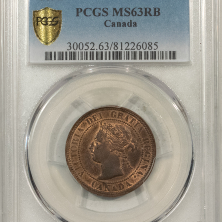 New Certified Coins CANADA 1892 VICTORIA 1c, PCGS MS-63 RB, LOTS OF RED & APPEARS UNDER-GRADED; PQ!