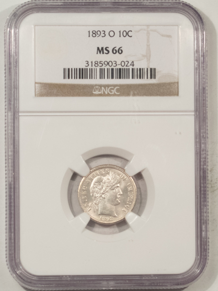 Barber Dimes 1893-O BARBER DIME – NGC MS-66, BLAZING WHITE & REALLY TOUGH!