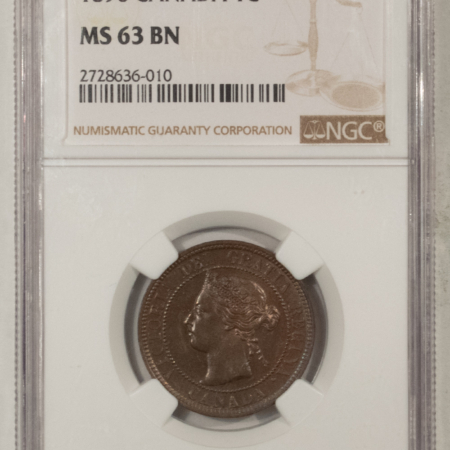 New Certified Coins CANADA 1896 LARGE CENT, KM-7 – NGC MS-63 BN