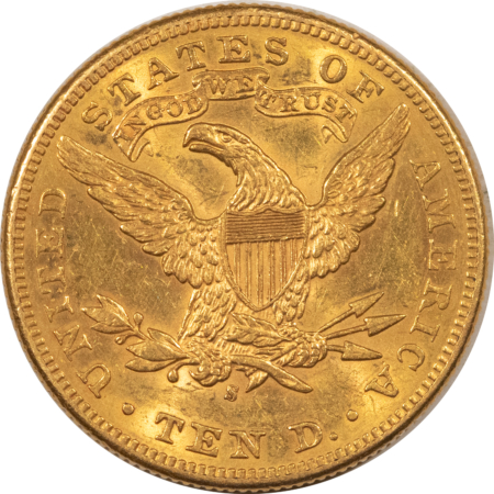 $10 1898-S $10 LIBERTY GOLD EAGLE – UNCIRCULATED, VERY LIGHT WIPE, LOWER MINTAGE!