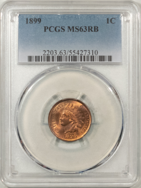 Indian 1899 INDIAN CENT – PCGS MS-63 RB, LUSTROUS!