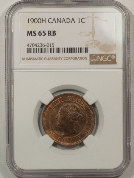 New Certified Coins CANADA 1900-H VICTORIA 1c, NGC MS-65 RB, BEAUTIFUL & FRESH GEM!