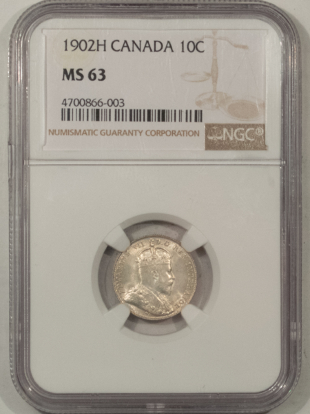 New Certified Coins CANADA 1902H 10C KM-10 – NGC MS-63 HEATON MINT FRESH & FLASHY!