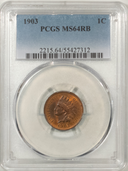 Indian 1903 INDIAN CENT – PCGS MS-64 RB, ATTRACTIVE!