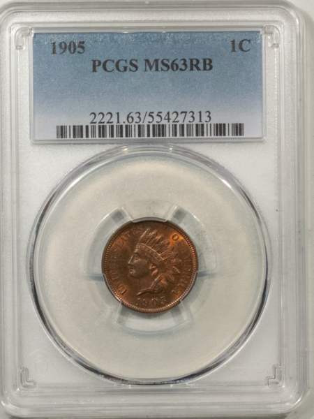 Indian 1905 INDIAN CENT – PCGS MS-63 RB, CHOICE!