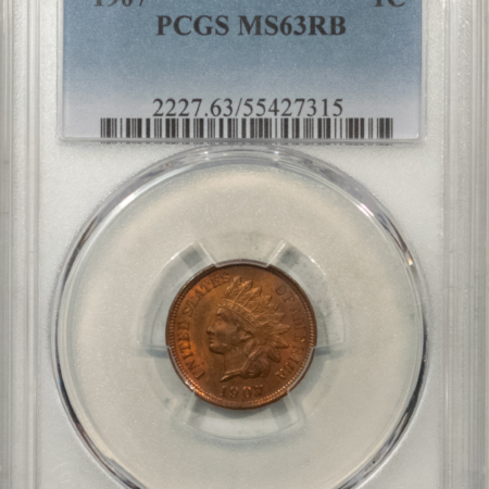 Indian 1907 INDIAN CENT – PCGS MS-63 RB, ATTRACTIVE!