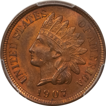 Indian 1907 INDIAN CENT – PCGS MS-63 RB, ATTRACTIVE!