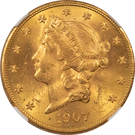 $20 1907 $20 LIBERTY GOLD DOUBLE EAGLE – NGC MS-63, FLASHY, CHOICE! LAST YEAR!