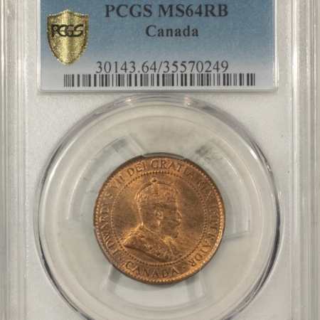 New Certified Coins CANADA 1907 LARGE CENT, KM-8 – PCGS MS-64 RB