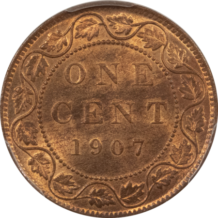 New Certified Coins CANADA 1907 LARGE CENT, KM-8 – PCGS MS-64 RB