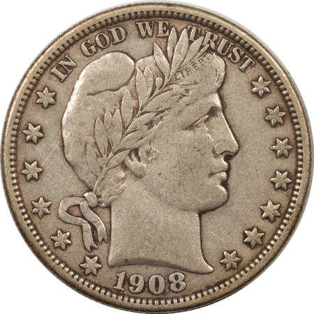 Barber Halves 1908-D BARBER HALF DOLLAR – NICE HIGH GRADE EXAMPLE!