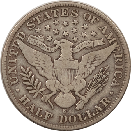 Barber Halves 1908-S BARBER HALF DOLLAR – NICE HIGH GRADE CIRCULATED EXAMPLE, FULL LIBERTY!