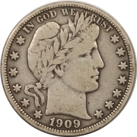 Barber Halves 1909 BARBER HALF DOLLAR – VERY NICE HIGH GRADE CIRCULATED EXAMPLE!