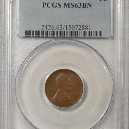 New Store Items KEY-DATE 1909-S VDB LINCOLN CENT, PCGS MS-63 BN; GREAT FRESHNESS, UNDERLYING RED