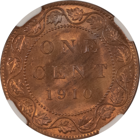 New Certified Coins CANADA 1910 LARGE CENT, KM-8 – NGC MS-64 RB