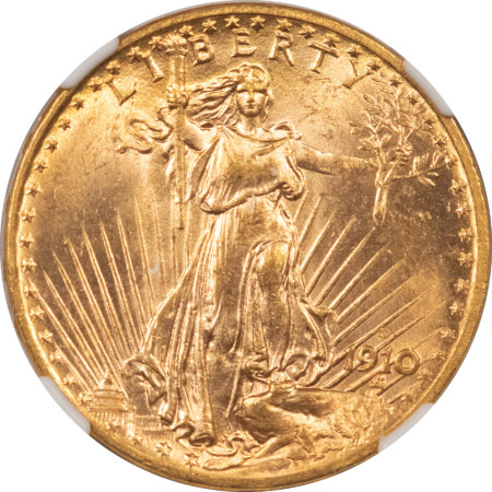 $20 1910-D $20 ST GAUDENS GOLD DOUBLE EAGLE – NGC MS-64, FLASHY, LOWER MINTAGE!