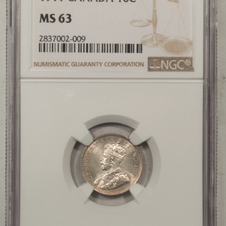 New Certified Coins CANADA 1911 EDWARD VIII 10c, NGC MS-63, ORIGINAL WHITE & LUSTROUS!