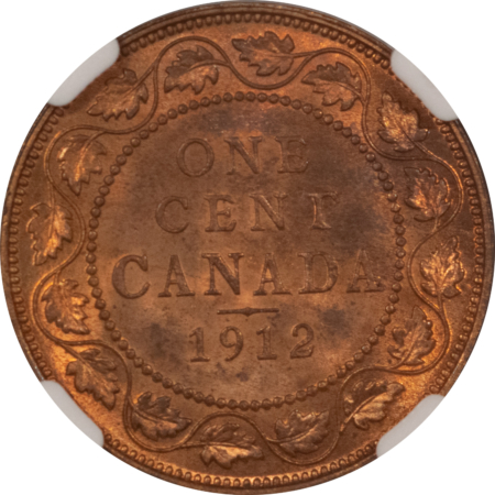 New Certified Coins CANADA 1912 LARGE CENT, KM-21 – NGC MS-65 RB, GEM!