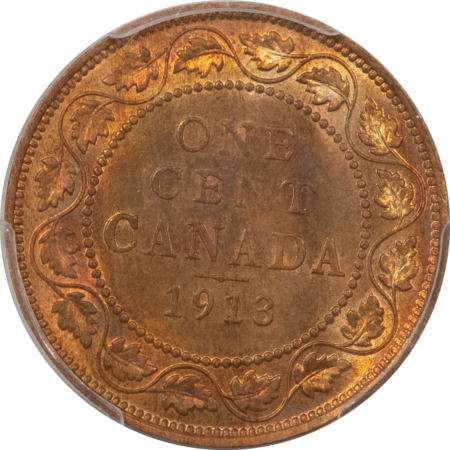 New Certified Coins CANADA 1913 CENT KM-21 – PCGS MS-64 RB, REALLY PRETTY!