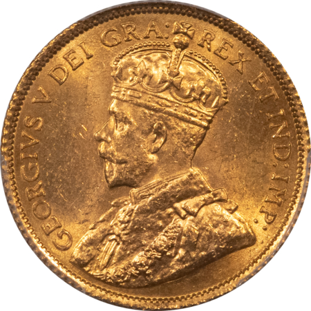 New Certified Coins CANADA 1913 GOLD $5, KM-26, .2419 AGW – PCGS MS-64, TOUGH AND NICE!