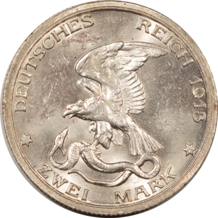 New Store Items 1913 GERMAN STATES PRUSSIA 2 MARK SILVER, KM#532 – FRESH CHOICE BRILLIANT UNC!