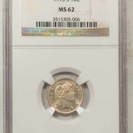 Barber Dimes 1913-S BARBER DIME – NGC MS-62, FLASHY & LOOKS BETTER! TOUGH!