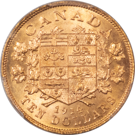 New Certified Coins 1914 CANADA $10 GOLD, KM#27 .4838 AGW PCGS MS-63+ CANADIAN GOLD RESERVE GEORGE V